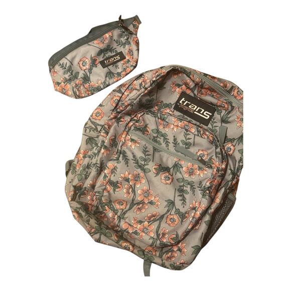 Trans By Jansport Fanny Pack & Backpack Floral Gray Pink Adjustable Combination